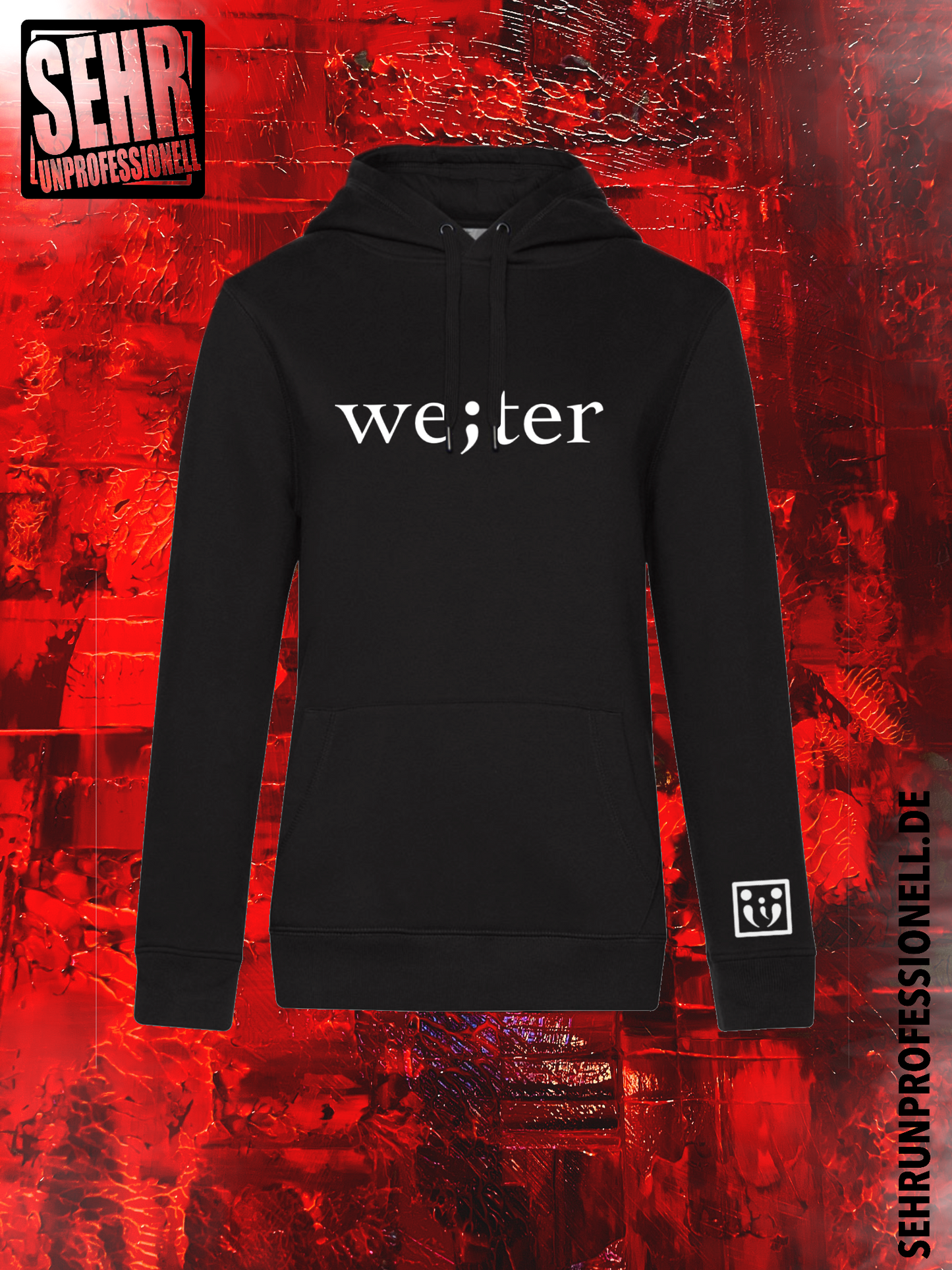 Ladies-Hoodie mit weißem "we;ter" Print