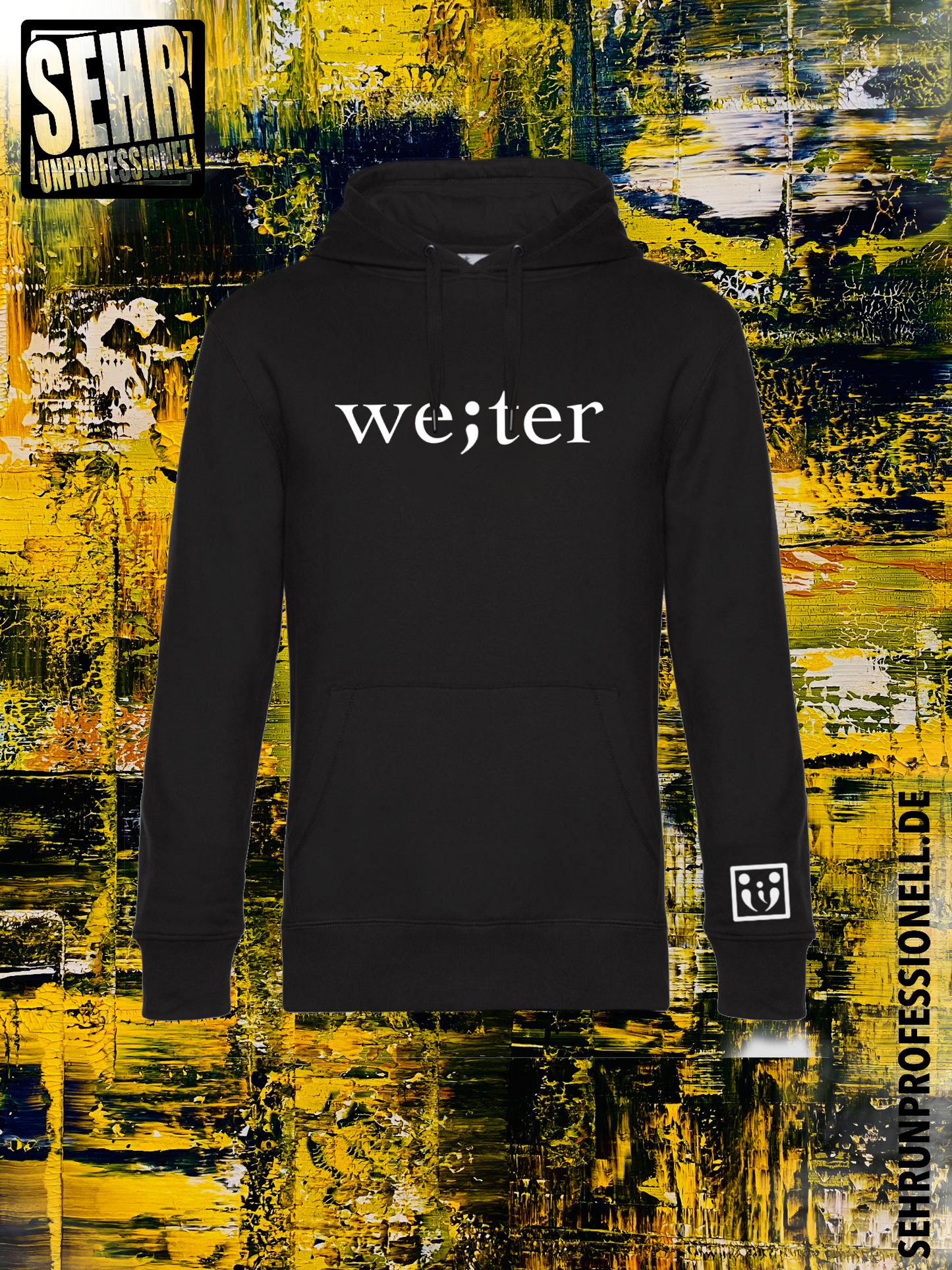 Regular-Hoodie mit weißem "we;ter" Print